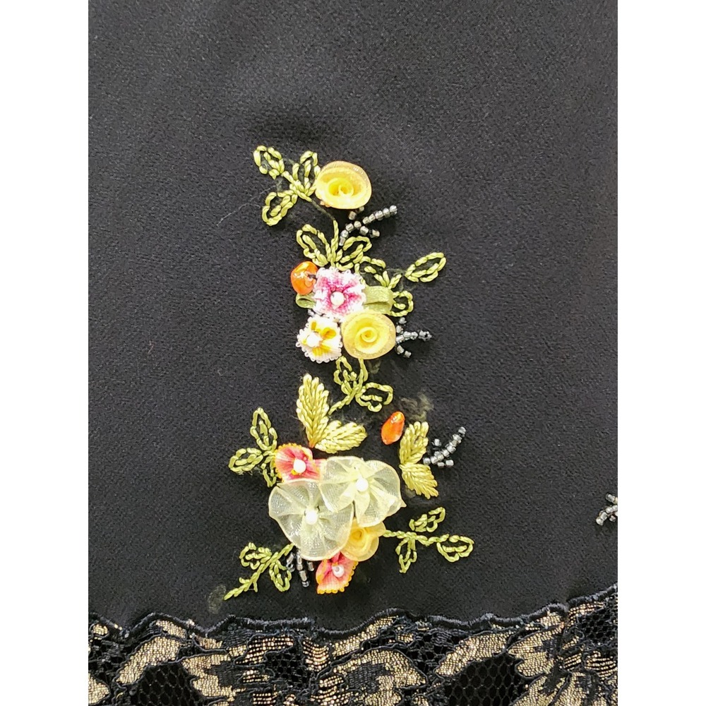 Vintage Sue Wong Silk Fairy Dress 90s Y2K Embroidered Floral Lace Black size 6 - Picture 4 of 16